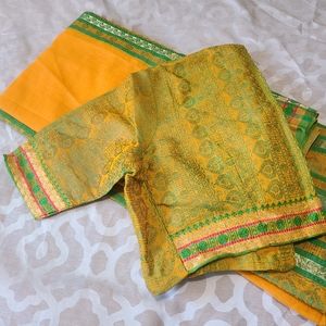 Cotton/Silk Saree With Prestiched Blouse